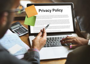 "Privacy Policy" on a laptop screen