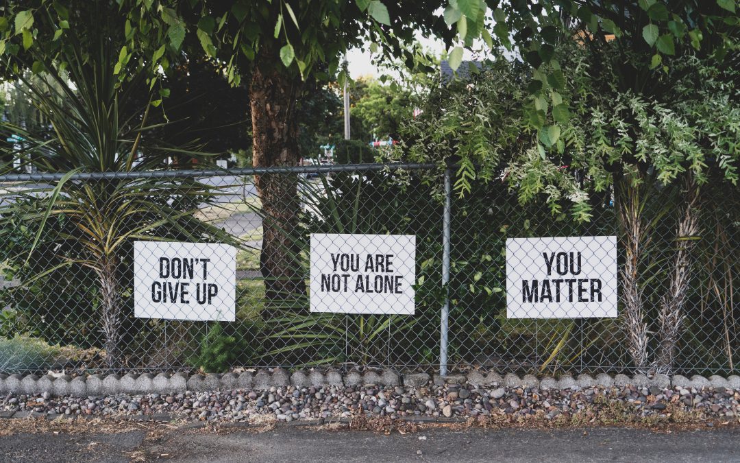 Suicide prevention signs.